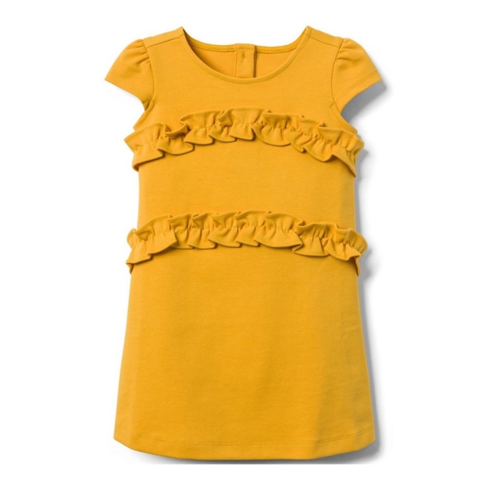 NWT Janie and Jack Girls Golden Yellow Mustard Ruffle Dress 2T